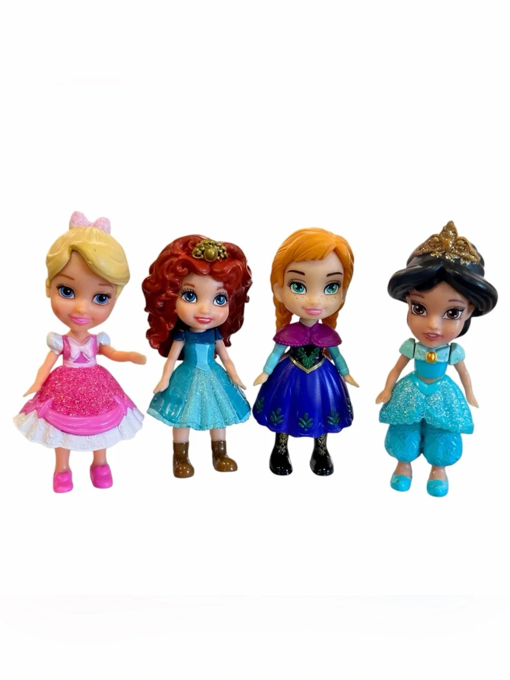 Disney princess toddler mini dolls 3“ jasmine Cinderella Anna Merida - set of 4.